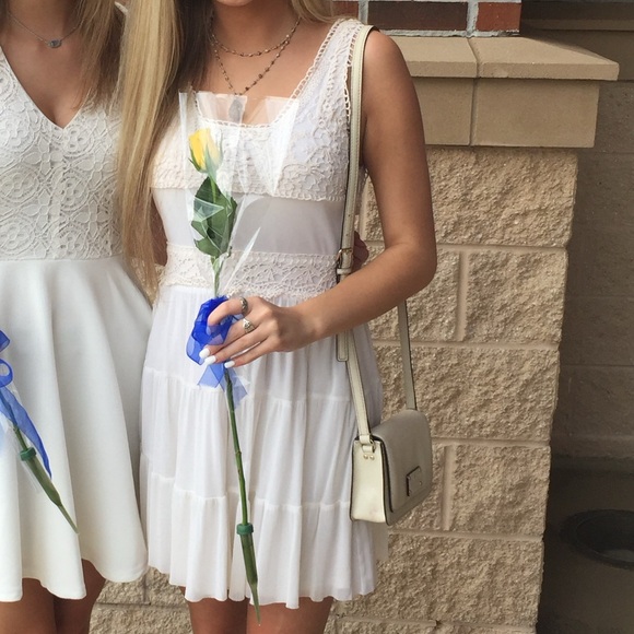 As U Wish White Lace A-Frame Mini Dress Size Small - Picture 12 of 12